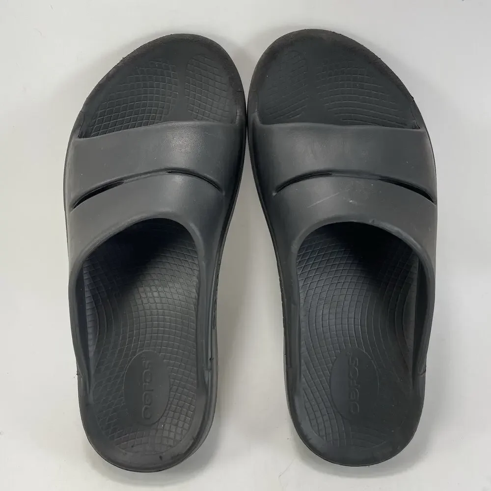 Oofos OOahh Recovery Slides Mens Size 7 Black Synthetic Comfort Athletic Sandal